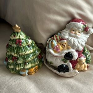 Vintage Santa and tree salt and pepper set